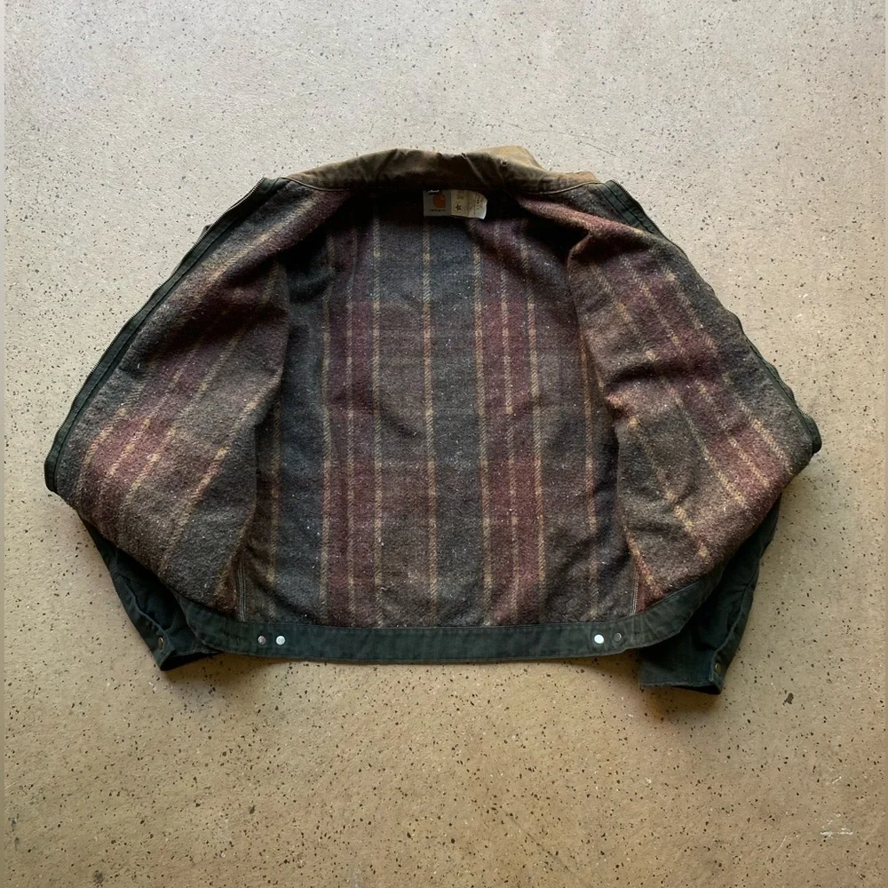 Vintage Rare Carhartt Olive JB0866 Blanket Lined Detroit Jacket (NOT FOR SALE) - Picture 4 of 9